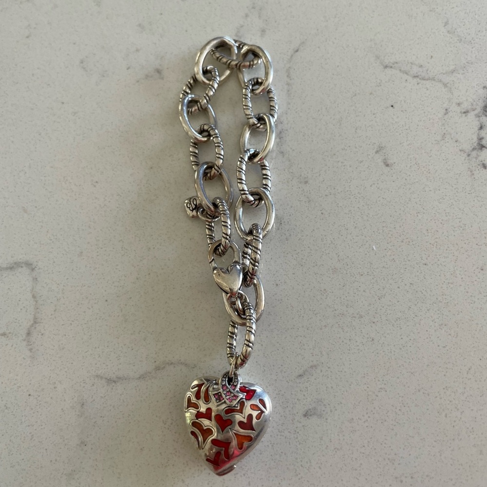 Brighton Silver Heart Charm Bracelet